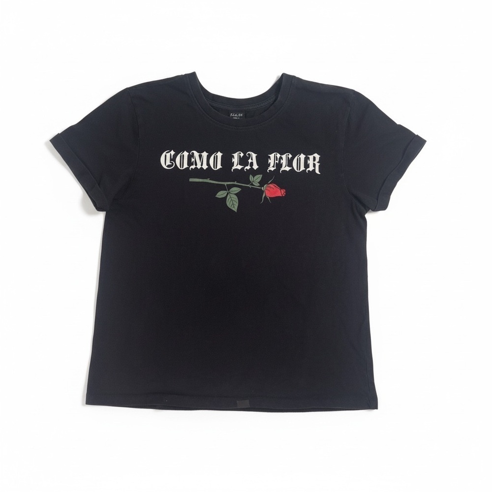 Vibe Como La Flor Black Tee with 🌹Red Rose Graphic